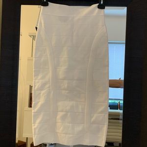 Never worn Bebe off white midi pencil skirt